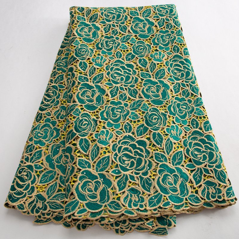 3572 Latest Water Soluble Guipure Cord Lace Fabric with Beads Hot Selling African Lace Fabric for Women Party Dresses Materia