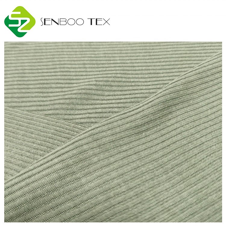 Custom Dye 100% Organic Viscose Bamboo Lightweight 120gsm 2*2 Ribbed Fabric 21S Knitted Technique for Sportswear Dress Clothing