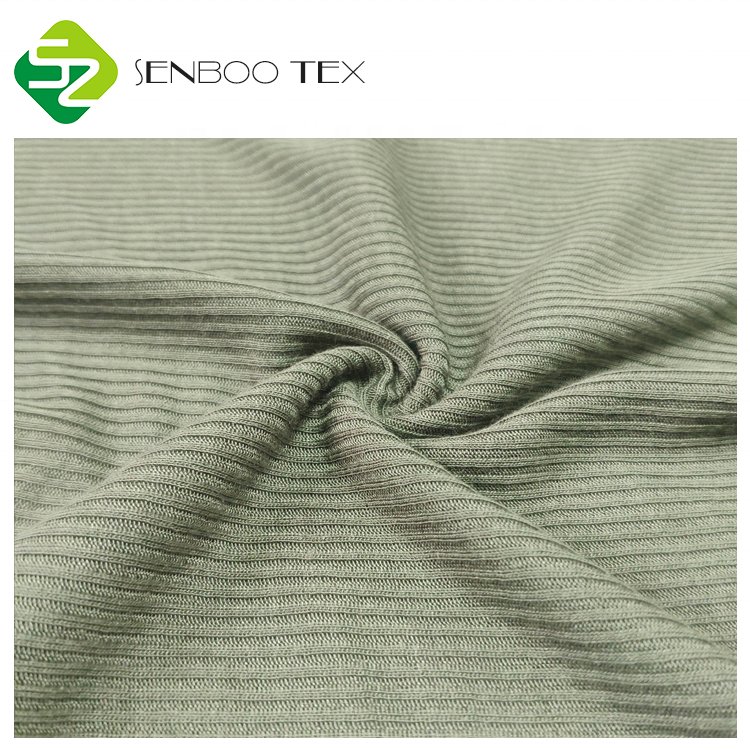 Custom Dye 100% Organic Viscose Bamboo Lightweight 120gsm 2*2 Ribbed Fabric 21S Knitted Technique for Sportswear Dress Clothing