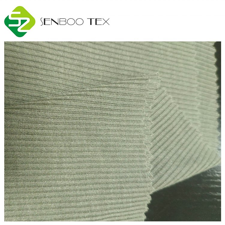 Custom Dye 100% Organic Viscose Bamboo Lightweight 120gsm 2*2 Ribbed Fabric 21S Knitted Technique for Sportswear Dress Clothing