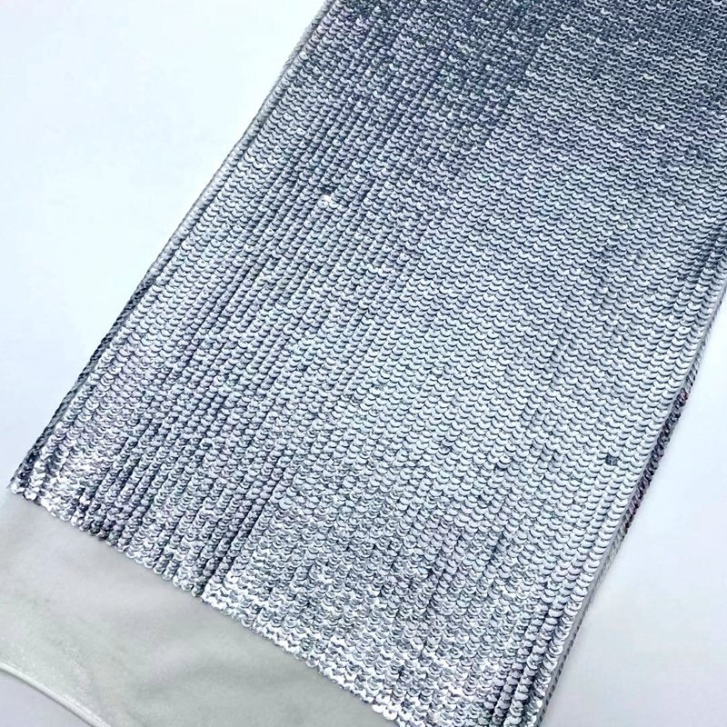 Shiny mermaid dress full silver paillettes knitted soft korean velvet sequin embroidery fabric