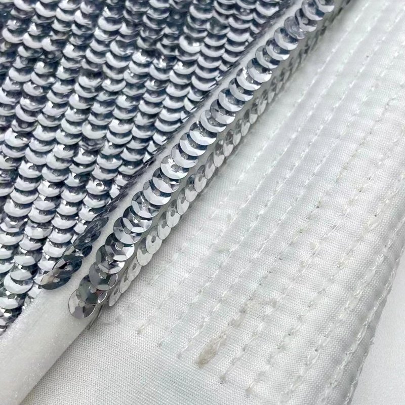 Shiny mermaid dress full silver paillettes knitted soft korean velvet sequin embroidery fabric