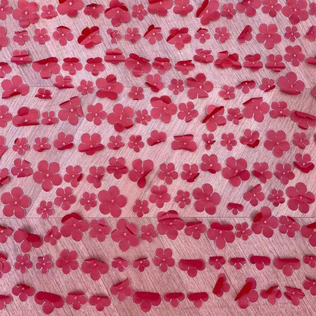 2024 Wholesale Price Lace 3D Flower Cut Laser Embroidery Fabric With Silver Foil Print
