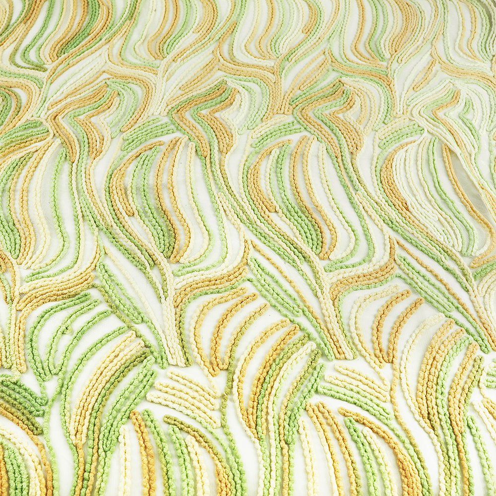 China wholesale manufacturer seoul korea luxury sequence 100% polyester hollow embroidery 3d lace fabric for dress and shawl
