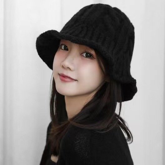 Vintage Winter Warm Baggy Thick Cable Acrylic Knit Ribbed Handmade Crochet Fisherman Bucket hat