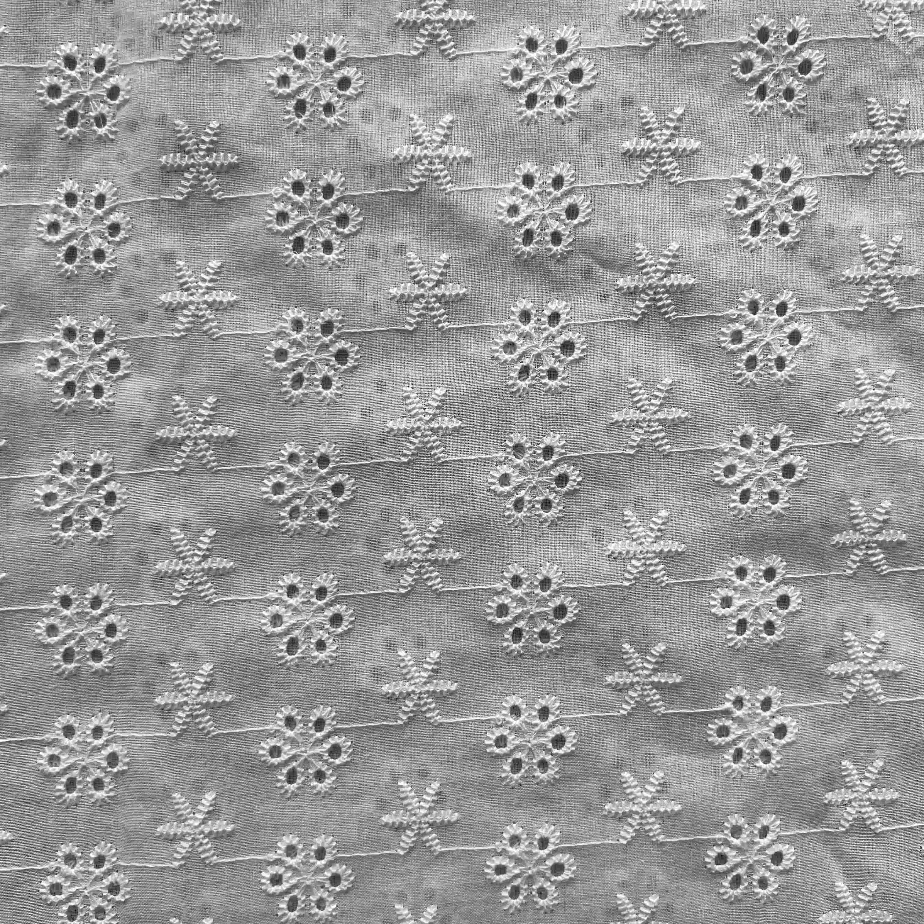 Hot sale customized logo mesh luxury soft 60s white 100 cotton embroidery lace fabric for women dress