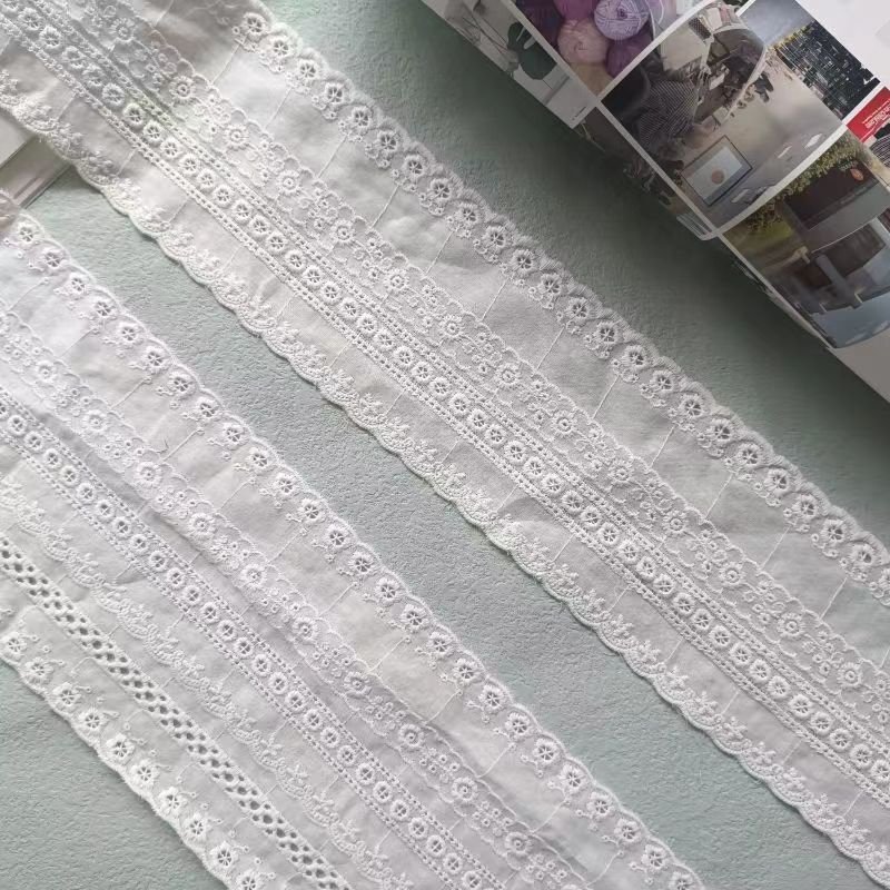 Width 9cm 100% cotton retro design cotton eyelet lace trim feel soft for home textile evening underwear wedding and so on