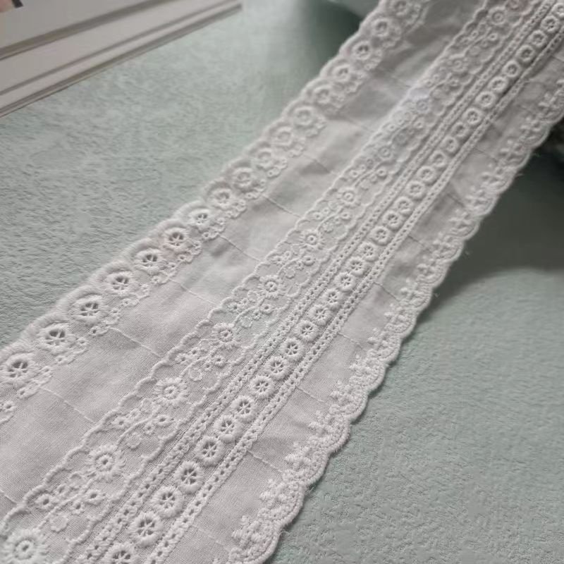 Width 9cm 100% cotton retro design cotton eyelet lace trim feel soft for home textile evening underwear wedding and so on
