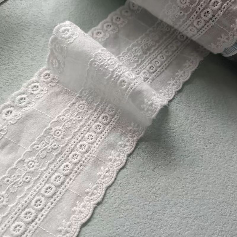 Width 9cm 100% cotton retro design cotton eyelet lace trim feel soft for home textile evening underwear wedding and so on