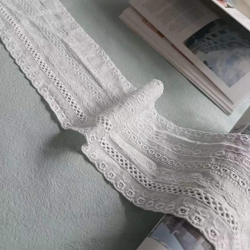Width 9cm 100% cotton retro design cotton eyelet lace trim feel soft for home textile evening underwear wedding and so on