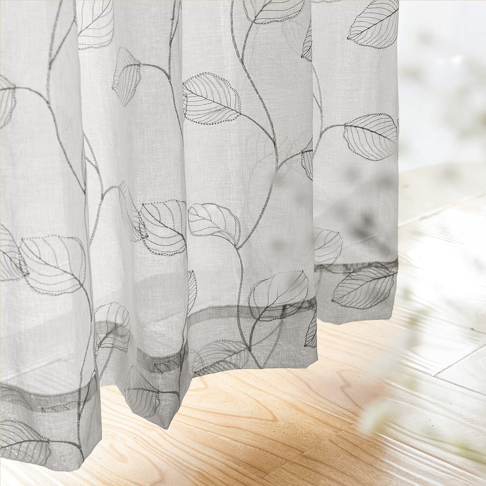 Sale 200g/m embroidery curtain fabric sheer leaf transparent gauze window for the bedroom room