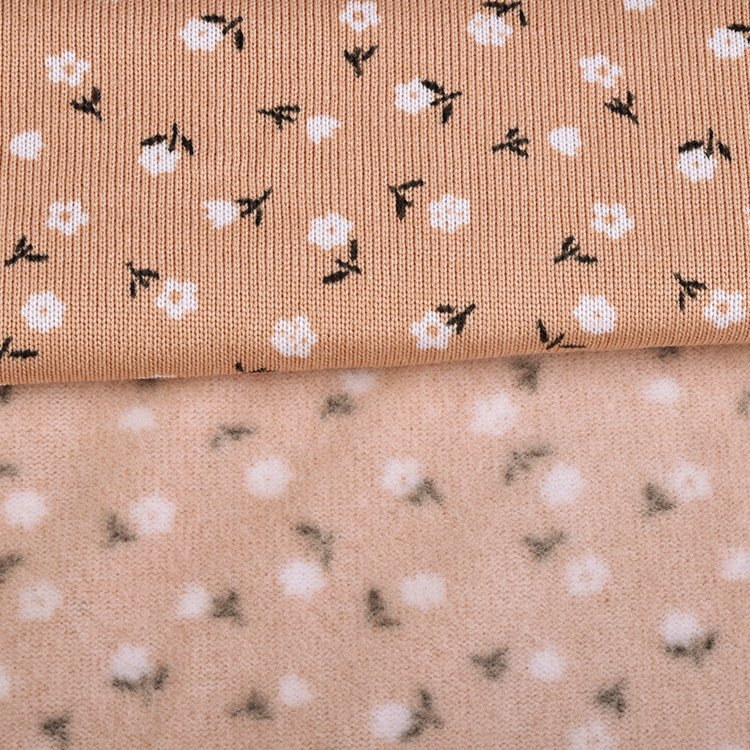 Softy stretch 96%polyester 4%spandex brush print floral rib knit fabric for dress