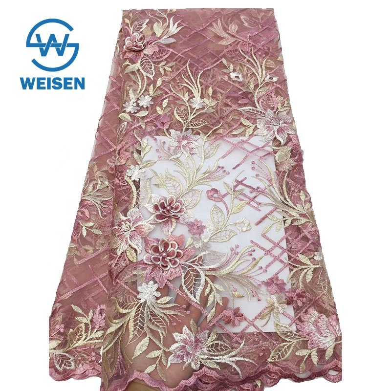 Bead Embroidery Beaded Lace 2019 Mesh Applique 3d Flower Embroidered Fabric