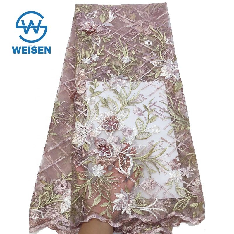 Bead Embroidery Beaded Lace 2019 Mesh Applique 3d Flower Embroidered Fabric