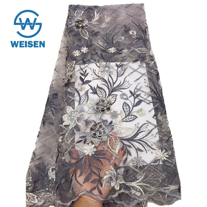 Bead Embroidery Beaded Lace 2019 Mesh Applique 3d Flower Embroidered Fabric