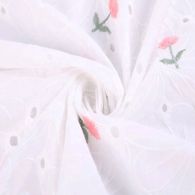 100%Cotton hollowed-out embroidery fabric for women's wear