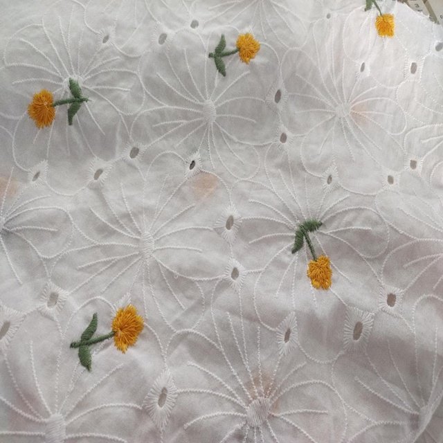 100%Cotton hollowed-out embroidery fabric for women's wear