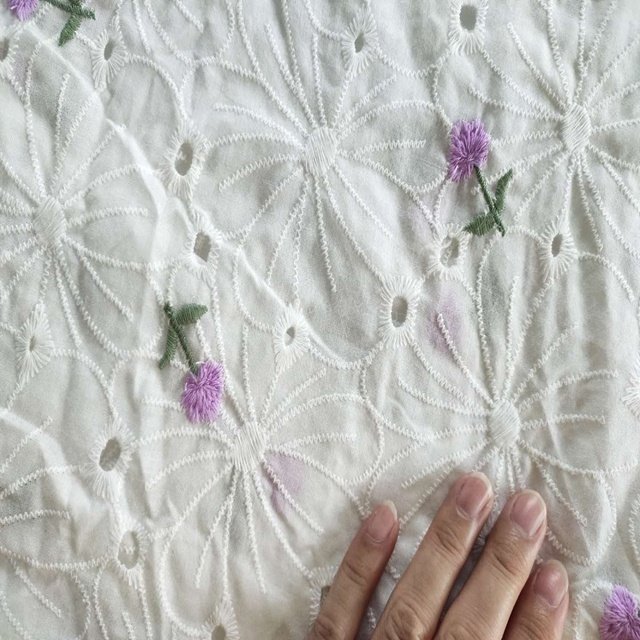 100%Cotton hollowed-out embroidery fabric for women's wear