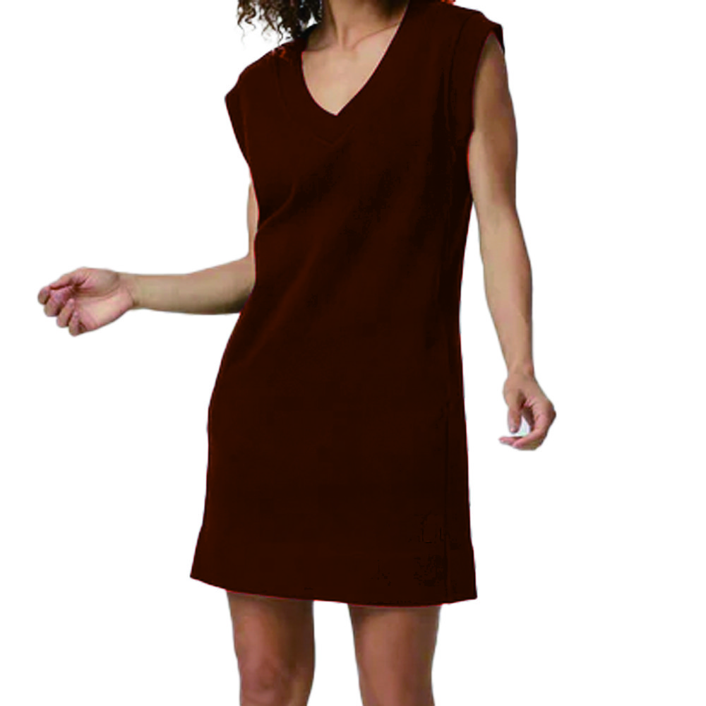 Women Court-Sports Vest Dress V-Neck Stretch Cotton Ribbed Trim Comfortable Athletic Wear