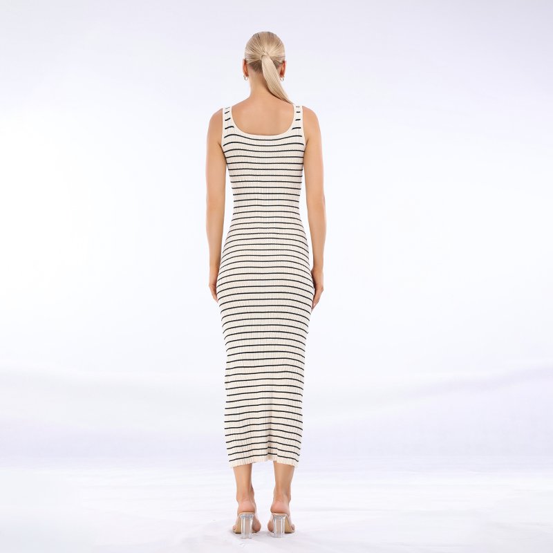 Factory customized summer woolen sexy suspender V-neck ribbed women's dress party dress