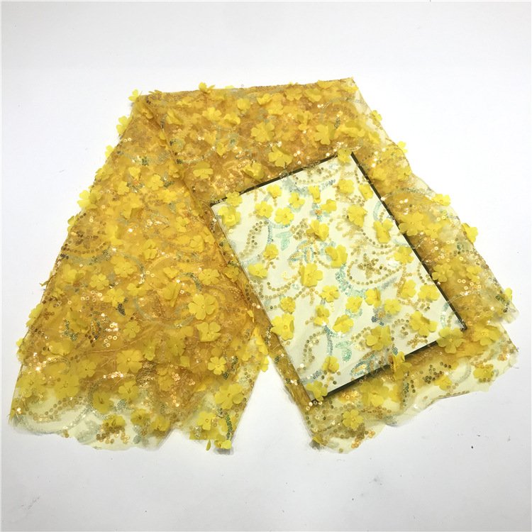 Indian fabric Laser 3D embroidery fabric dress improved luggage DIY gauze wedding dress Embroidered textiles and fabric