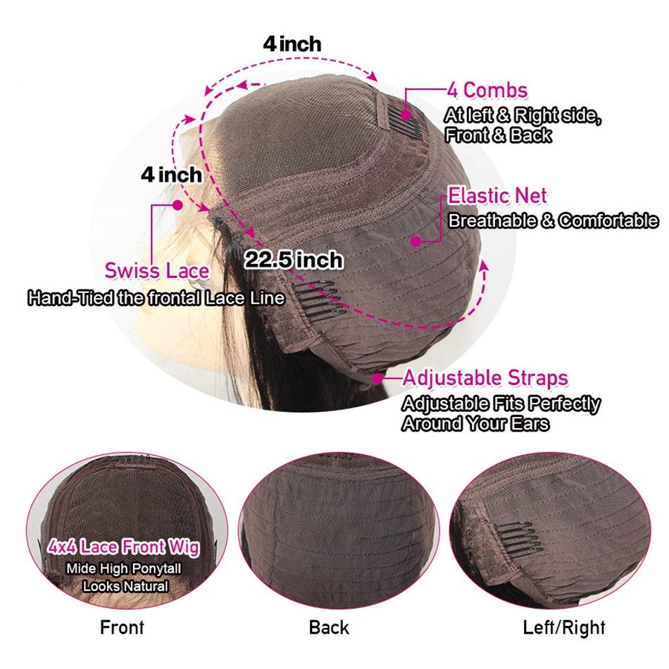 Cheap Raw Peruvian Hair Bone Straight Human Hair HD Transparent Lace Front Wigs Human Hair 4X4 Lace Closure Wigs For Black Women