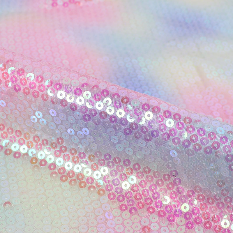 Stock Shiny Multi-color Fashion Holographic luxury Polyester large sequin fabric sequin embroidery fabric sequin fabric