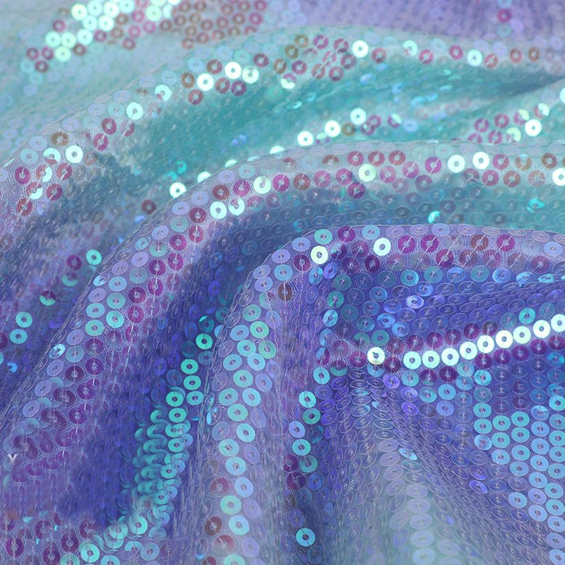 Stock Shiny Multi-color Fashion Holographic luxury Polyester large sequin fabric sequin embroidery fabric sequin fabric