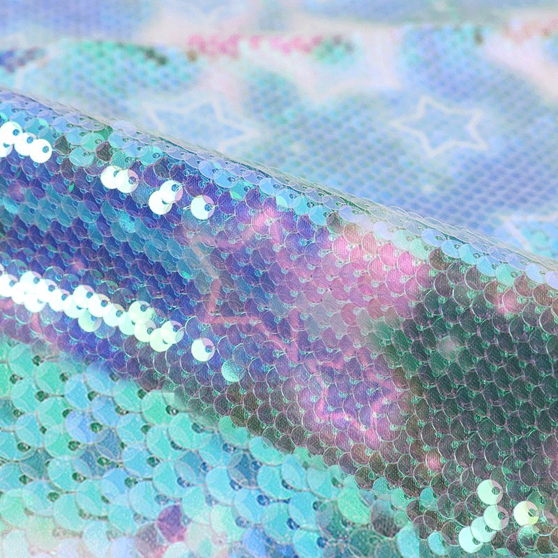 Stock Shiny Multi-color Fashion Holographic luxury Polyester large sequin fabric sequin embroidery fabric sequin fabric