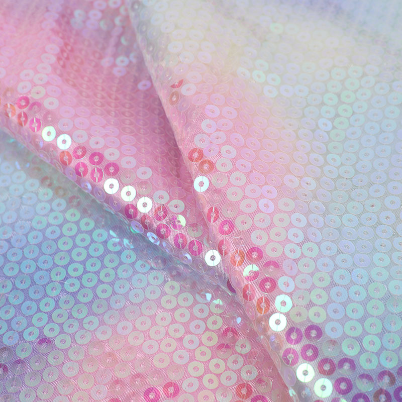 Stock Shiny Multi-color Fashion Holographic luxury Polyester large sequin fabric sequin embroidery fabric sequin fabric