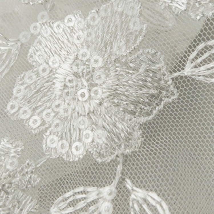 Wholesale luxury white embroidery mesh lace fabric for fashion wedding dress