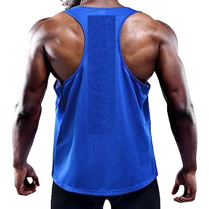 custom Solid Color hollow Ribbed Undershirt Sports Fitness Seamless Black Men Vest