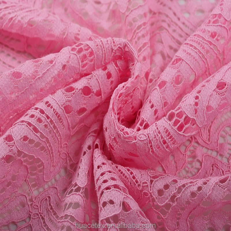 2023 Newest African Lace Pink Cotton Lace Dress Fabric