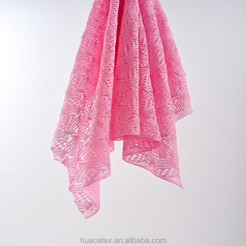2023 Newest African Lace Pink Cotton Lace Dress Fabric