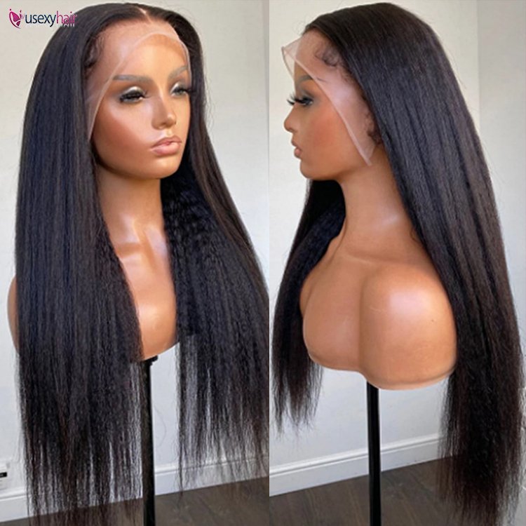 ready to ship products light yaki lace wig raw cuticle aligned yaki hair perruque yaki human hair wig kinky straight wig