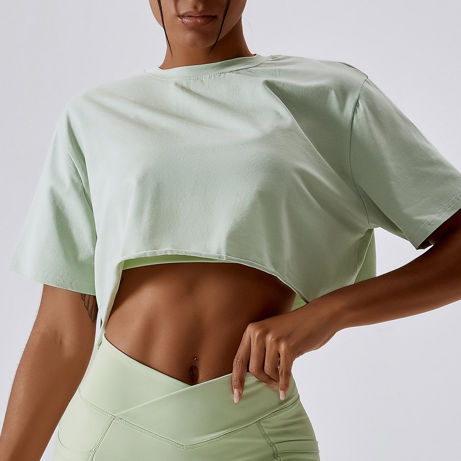 AOLA Short-sleeved Yoga Clothes Women's Casual Fitness Top Loose Gym T-shirt Outdoor Running Sports Woven Streetwear Printed