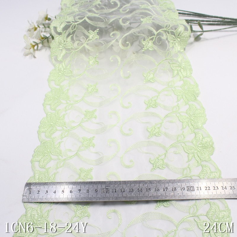 Hot Sell Macaron Color Embroidery Tulle Lace Mint Green Mesh Flower Lace Trim For Women Dress