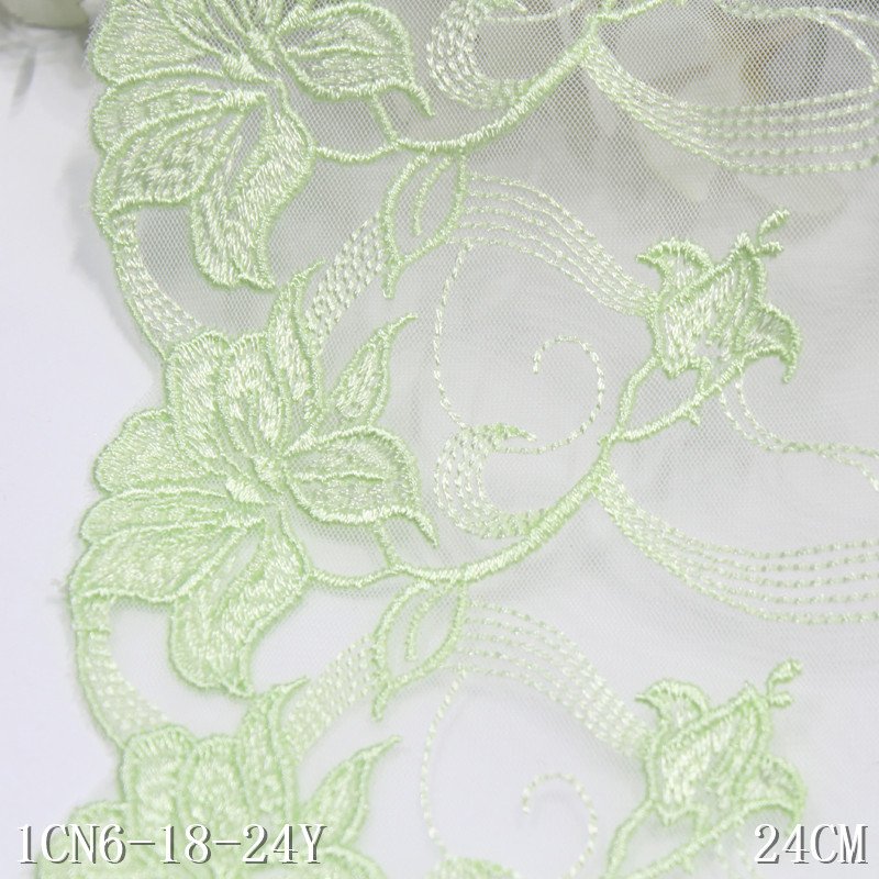 Hot Sell Macaron Color Embroidery Tulle Lace Mint Green Mesh Flower Lace Trim For Women Dress