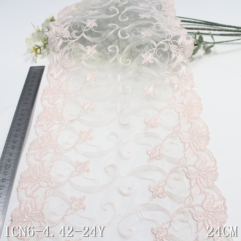 Hot Sell Macaron Color Embroidery Tulle Lace Mint Green Mesh Flower Lace Trim For Women Dress