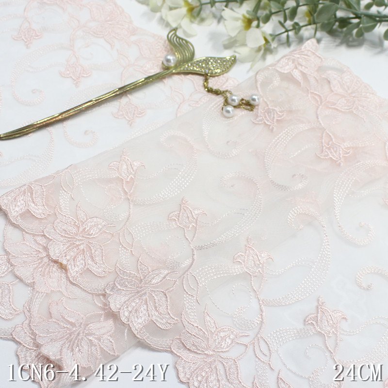 Hot Sell Macaron Color Embroidery Tulle Lace Mint Green Mesh Flower Lace Trim For Women Dress