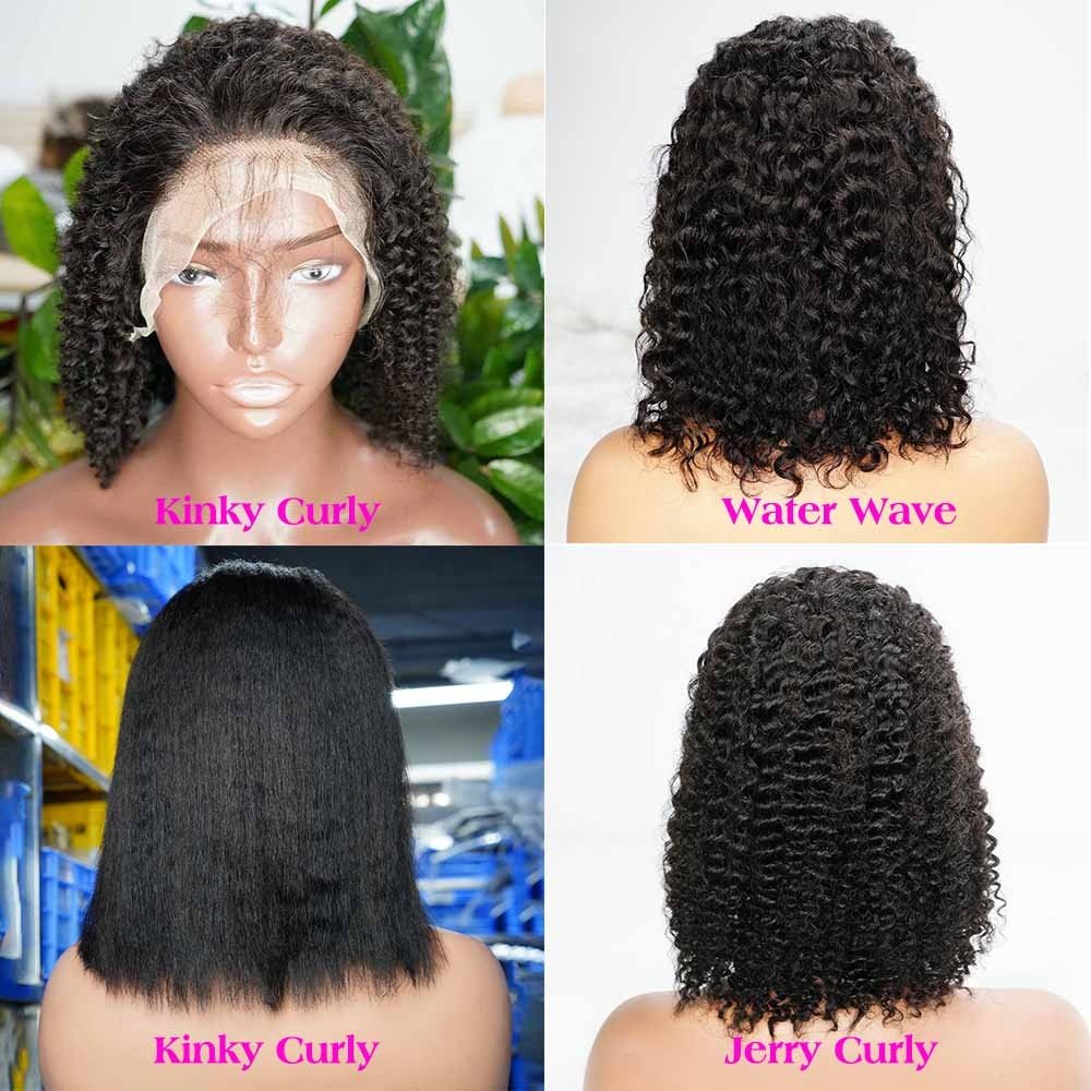 Short Curly Human Hair Bob Wig Water Lace Front Human Hair Wigs For Women Pre Plucked Peruvian Glueless 13x4 Lace Front Wig