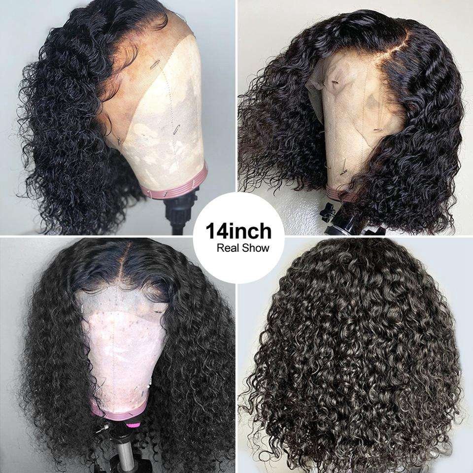 Short Curly Human Hair Bob Wig Water Lace Front Human Hair Wigs For Women Pre Plucked Peruvian Glueless 13x4 Lace Front Wig