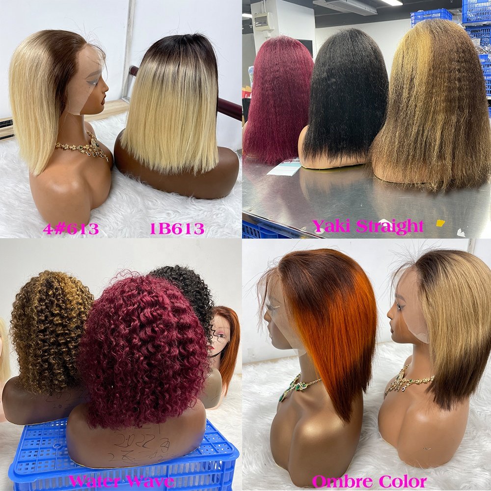 Short Curly Human Hair Bob Wig Water Lace Front Human Hair Wigs For Women Pre Plucked Peruvian Glueless 13x4 Lace Front Wig