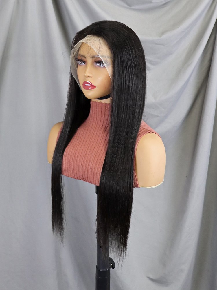 Wholesale 13x4 Transparent Lace Full Frontal Wigs 100% Natural Raw Cambodian Straight Front Wig Pre Pluck Bouncy Human Hair Wigs