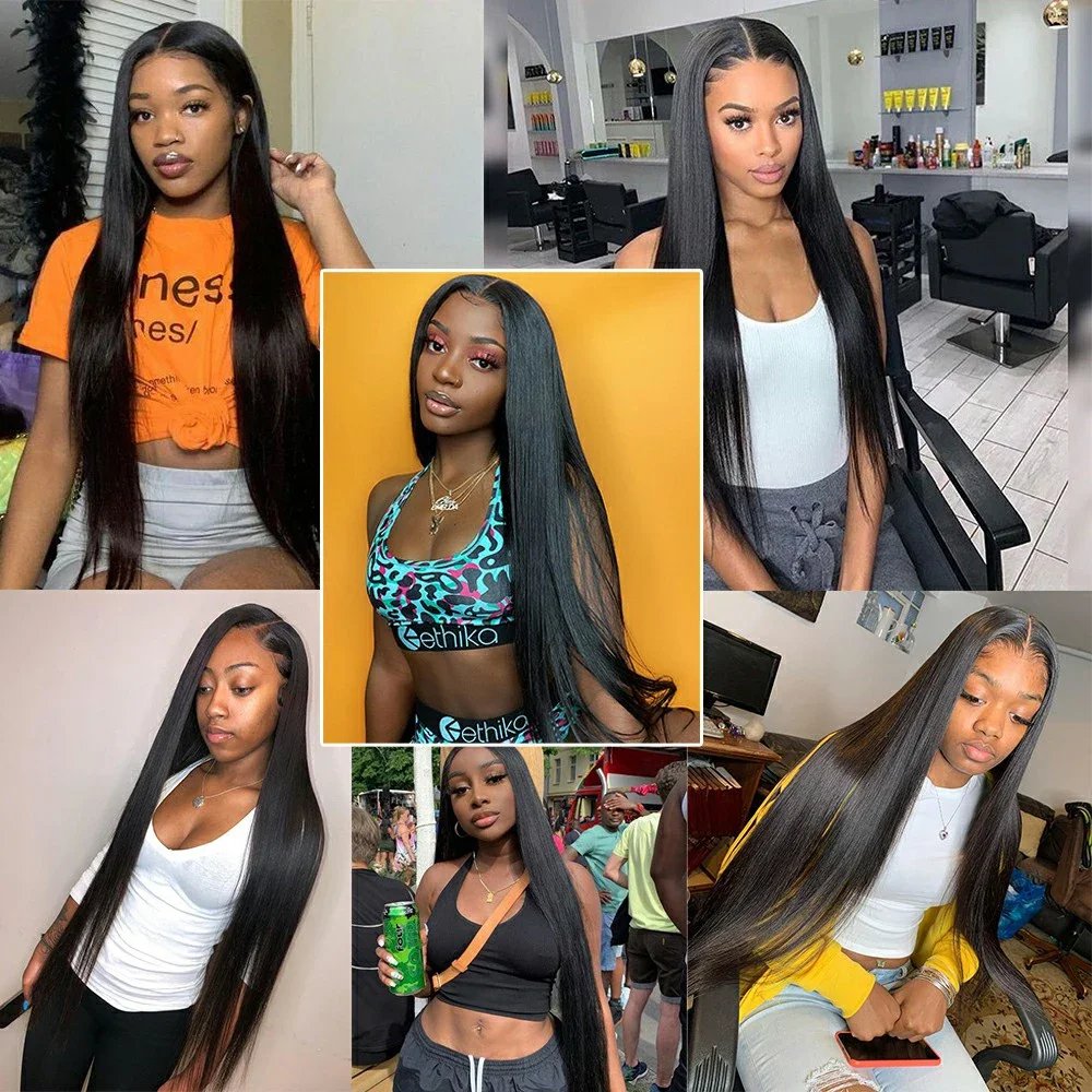 Wholesale 13x4 Transparent Lace Full Frontal Wigs 100% Natural Raw Cambodian Straight Front Wig Pre Pluck Bouncy Human Hair Wigs