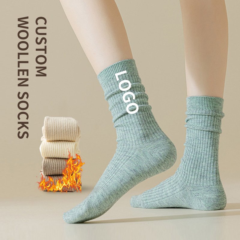 Custom Casual Women Knitted Socks Soft Breathable Fashion Adults Casual Hand Knitted Ribbed Merino Wool Socks