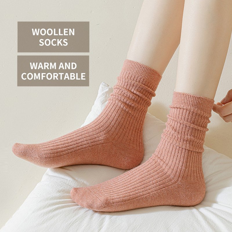 Custom Casual Women Knitted Socks Soft Breathable Fashion Adults Casual Hand Knitted Ribbed Merino Wool Socks