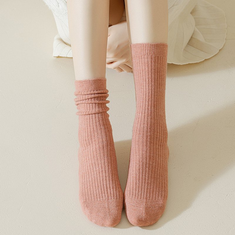 Custom Casual Women Knitted Socks Soft Breathable Fashion Adults Casual Hand Knitted Ribbed Merino Wool Socks