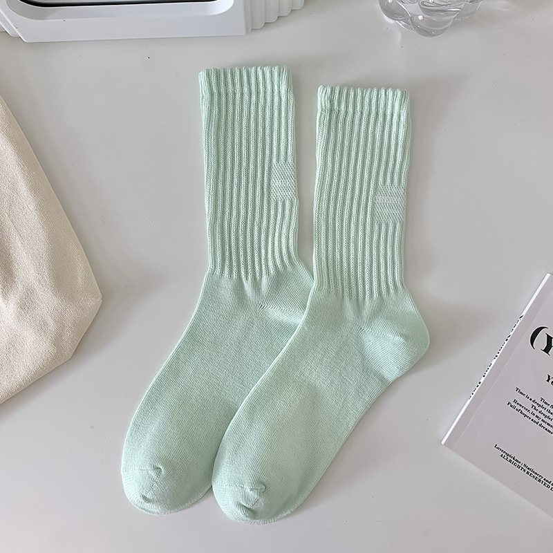 Jingwen OEM Calcetines Mmujer 2023 Women's Cotton Ribbed Socks