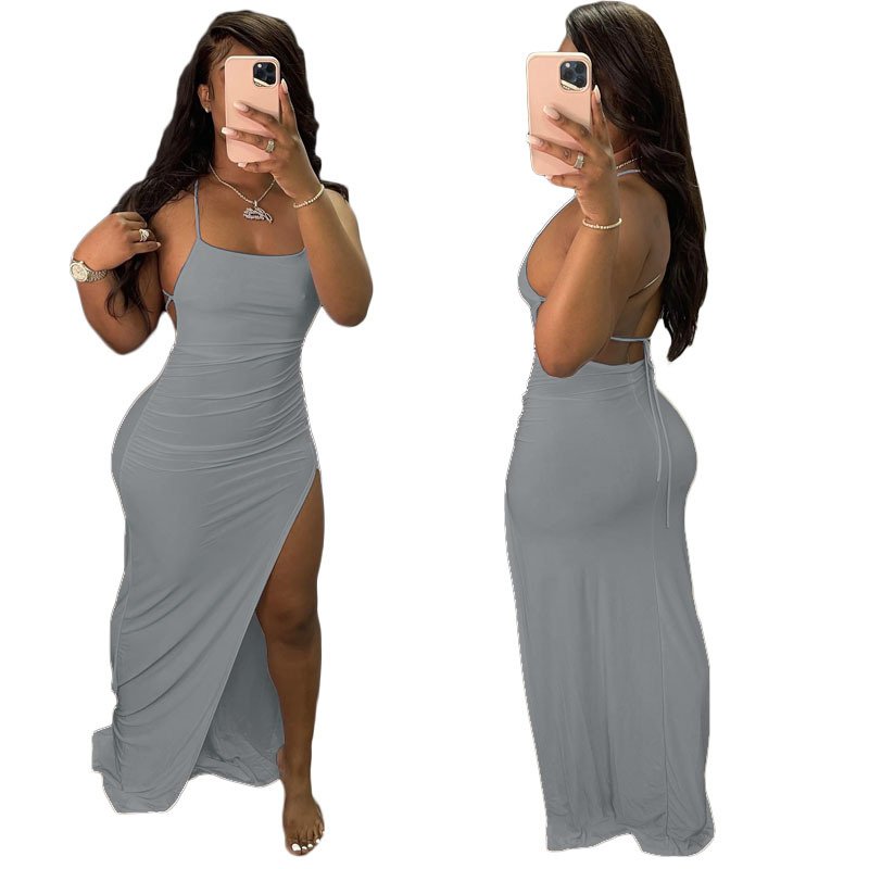 RUICHI women clothing Knit Long Dress Women Sexy Elegant Sleeveless Bodycon One-piece Sundress